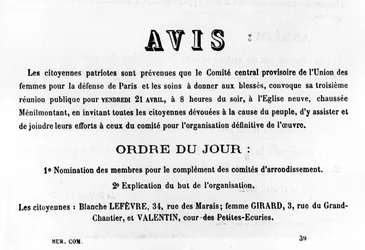 Avis, dai manifesti politici francesi della Comune di Parigi
