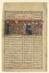 Bahram Chubina incontra una signora che predice il suo destino, Folio da uno Shahnama