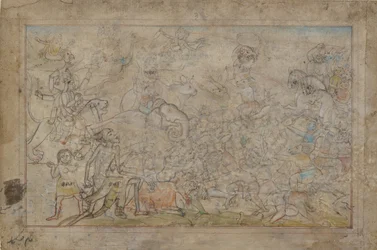 Scena di battaglia da un Devi Mahatmya, fine XVIII secolo