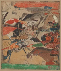 Battaglia a Rokuhara, dal Racconto della Ribellione di Heiji Heiji monogatari..., XIV secolo
