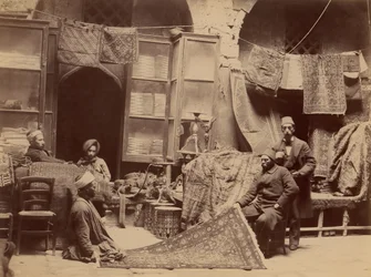 Bazar, mercanti di tappeti, 1870