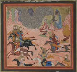 Bazur, il Mago, Evoca Oscurità e una Tempesta, Folio da un Shahnama