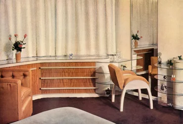 Camera da letto a Hampstead, Londra, progettata da J. Duncan Miller per la signora Schneerson, 1937