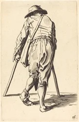 Mendicante con Stampelle e Cappello, Vista da Dietro