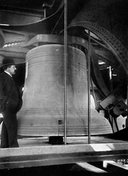 Campana nella torre del Big Ben, Palazzo di Westminster, Londra, c. 1905