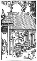 Soffietti che forniscono tiraggio a una fornace di fusione, 1556