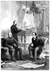 Benjamin Disraeli 1804-1881 incontra Otto von Bismarck 1815-1898, Berlino, 1878