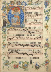 Bifoglio con Cristo in Maestà in una Iniziale A, da un Antifonario, ca. 1405