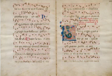 Bifolio con Iniziale L, da un Antifonario, XIV secolo