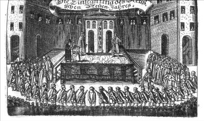 Benedizione del Capodanno russo da Georg Adam Schleissing Derer beyden Czaaren in Reussland Iwan und Peter Alexewiz, 1693