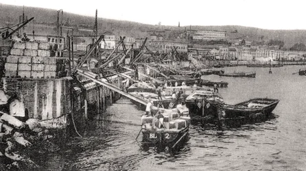 Barche sul fiume Malecon, Valparaíso, Cile, c. 1900