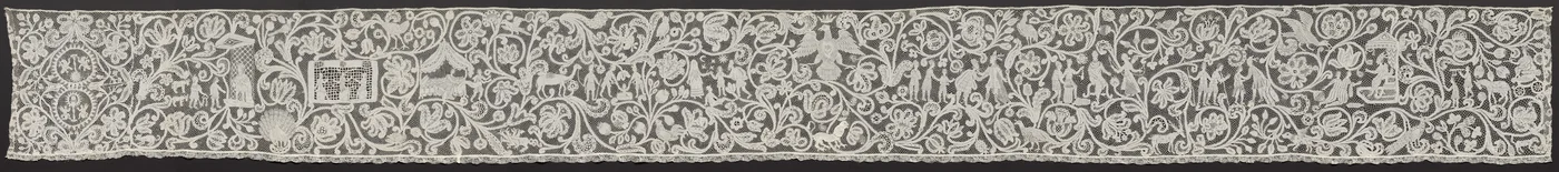 Volant di merletto a fuselli: Punto di Milano, XVIII secolo