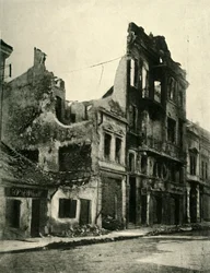 Edifici bombardati a Belgrado, Serbia, Prima Guerra Mondiale, ottobre 1915, c1920