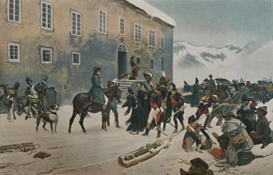 Bonaparte accolto dai monaci del Monte San Bernardo. Passaggio delle Alpi, maggio 1800, 1896