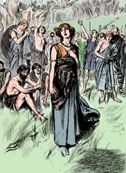 Boudicca Boadicea, regina britannica degli Iceni del I secolo, che raduna le sue truppe, c. 1900