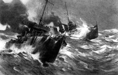 Imbarcazioni torpediniere britanniche nelle tempeste del Mare del Nord, Prima Guerra Mondiale, 1914