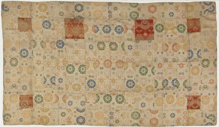 Broccato, seta. Abito di un monaco buddista, rattoppato, kesa, periodo Edo, 1615-1868