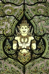 Buddha. Vetrata. Tempio di Marmo. Wat Benchamabophit Dusitvanaram Ratchaworawiharn. 1899. Bangkok, Thailandia