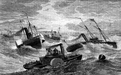 La spedizione di Burnside attraversa Hatteras Bar, Carolina del Nord, 1861-1862 c1880