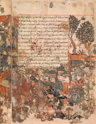 Missione di Burzuya Folio 5v, 6r da un Kalila Wa Dimna di Bidpai, XVIII secolo