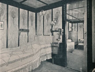 Cabina di lusso sulla SS. Kronprinzessin Cecilie del Lloyd tedesco settentrionale, c1907