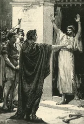 Cesare che si impossessa del tesoro nel Tempio di Saturno