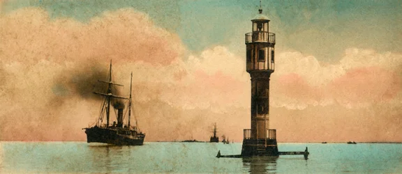Canale di Suez. I laghi amari - Il faro nord, c1918-c1939