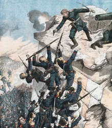 Il capitano Lebedief difende eroicamente il bastione a Port Arthur, Guerra russo-giapponese, 1904-1905