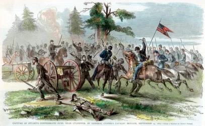 Cattura dei cannoni confederati, vicino a Culpeper, Virginia, Guerra Civile Americana, 14 settembre 1863