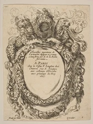 Cartiglio con titolo: Nouvelles inventions de Cartouches, XVII secolo