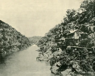 Cataract Gorge, dal ponte, Launceston, 1901