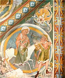 Decorazione del soffitto nella Cappella di Saint-Julien, Le Petit-Quevilly, Normandia, Francia