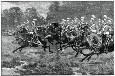 Carica delle Guardie Dragoni 5° e 7°, parata nel Windsor Park, 1900