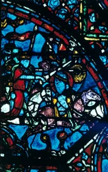 Carlo Magno combatte i Saraceni, vetrata, Cattedrale di Chartres, Francia, c1225