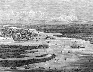 Porto di Charleston, Carolina del Sud, con navi affondate