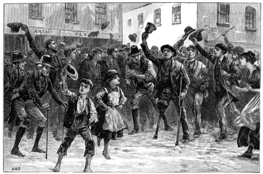 Acclamazione del nome di Lord Randolph Churchill alla notizia delle sue dimissioni, Loughrea, Irlanda, 1887