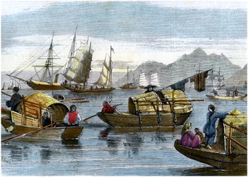 Sampan cinesi nel porto di Hong Kong