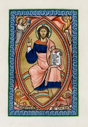Cristo in gloria con i simboli dei quattro evangelisti, c1200