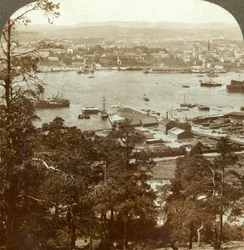 Christiania e il suo porto affollato, N.W. dall