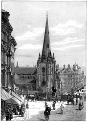 Chiesa di San Martino nel Bull Ring, Birmingham, West Midlands, 1887