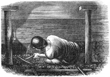 Minatore di carbone che lavora in una vena stretta, c1864