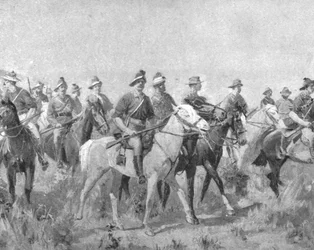 Truppe coloniali in Sudafrica, 1899-1901: Bushmen australiani in marcia, 1901