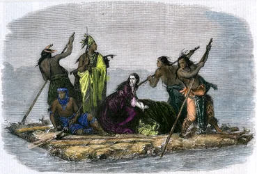 Comanches che portano via una ragazza prigioniera, c. 1860