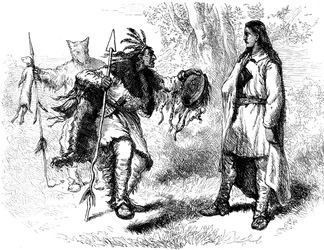 Nativo americano convertito e Powows, XVII secolo circa 1880