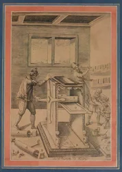 Stampatori di lastre di rame al lavoro, foglio dall