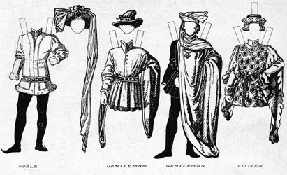 Costumi di uomini e donne nel periodo del regno di Enrico V