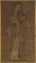 Cortigiane con ventaglio e flauto