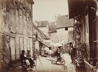Cortile con pittori, fine anni 1860