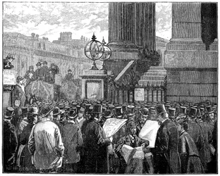 Folla alla Mansion House che legge i bollettini della malattia del Principe di Galles, 1871 1900