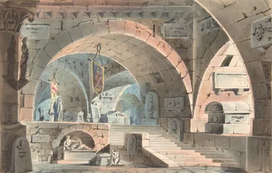 Cripta con un piangente in ginocchio, 1830-40